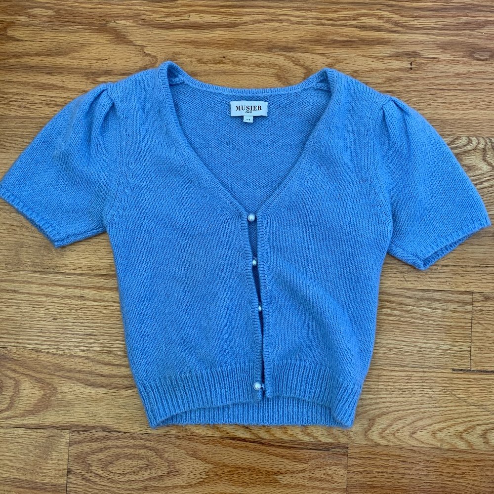 Musier Paris Blue Pearl Cashmere top